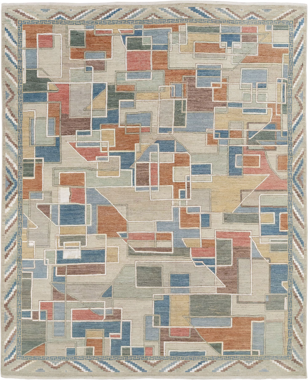 Modern East Turkestan Art Deco Room Size Carpet, No.33399 - Staging