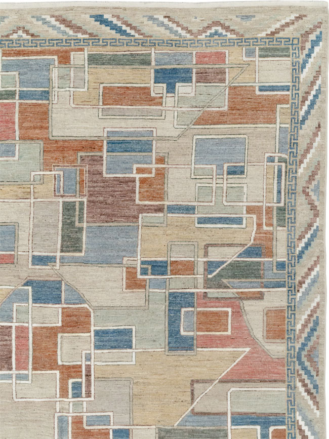 Modern East Turkestan Art Deco Room Size Carpet, No.33399 - Staging