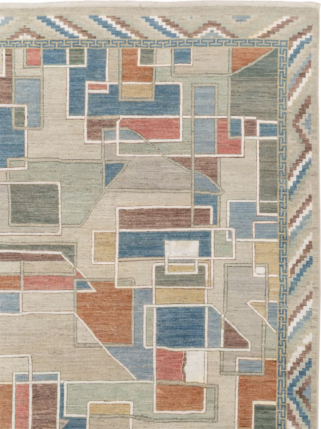 Modern East Turkestan Art Deco Room Size Carpet, No.33399 - Staging