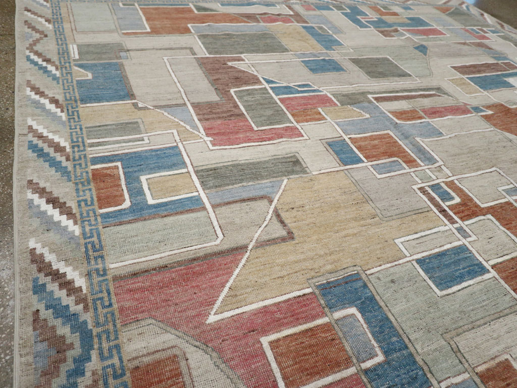 Modern East Turkestan Art Deco Room Size Carpet, No.33399 - Staging