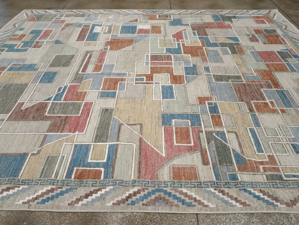 Modern East Turkestan Art Deco Room Size Carpet, No.33399 - Staging