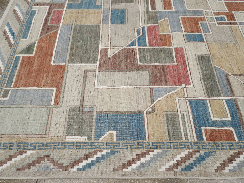 Modern East Turkestan Art Deco Room Size Carpet, No.33399 - Staging