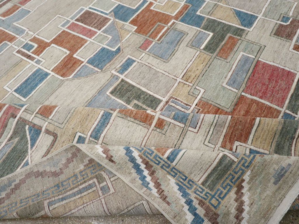 Modern East Turkestan Art Deco Room Size Carpet, No.33399 - Staging