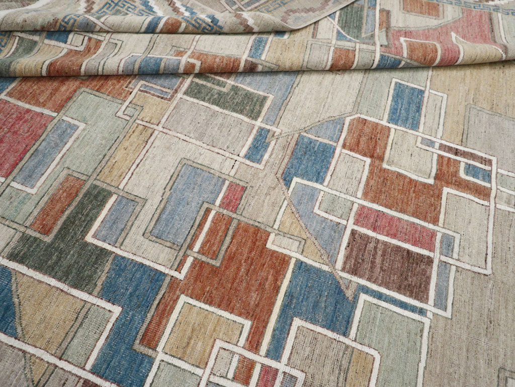 Modern East Turkestan Art Deco Room Size Carpet, No.33399 - Staging