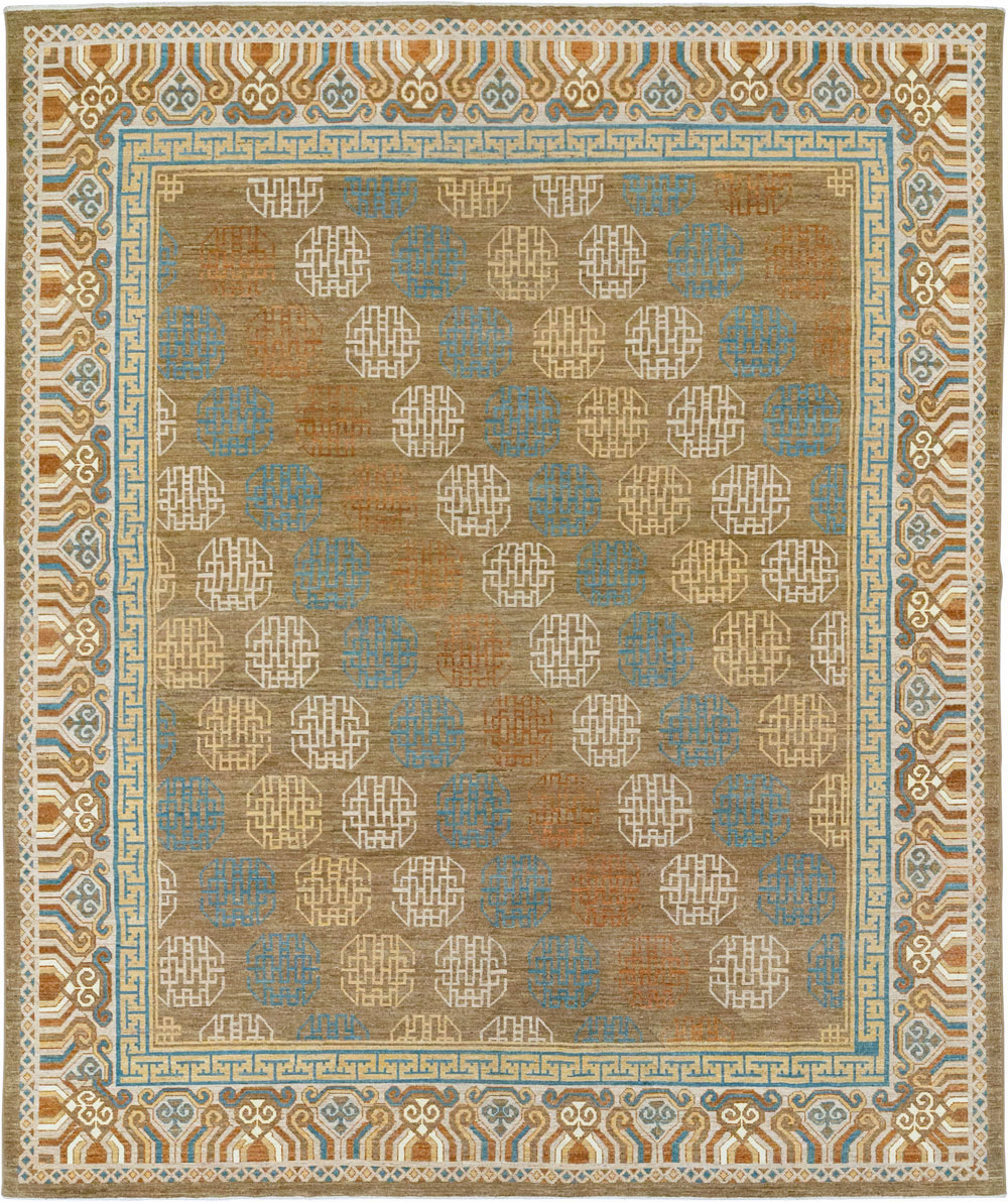 Modern East Turkestan Khotan Room Size Carpet, No.33400 - Staging