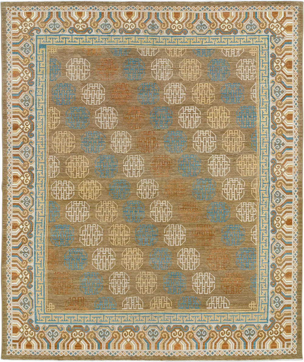 Modern East Turkestan Khotan Room Size Carpet, No.33400 - Staging
