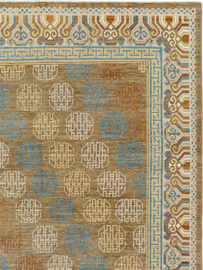 Modern East Turkestan Khotan Room Size Carpet, No.33400 - Staging