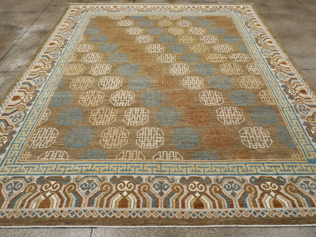 Modern East Turkestan Khotan Room Size Carpet, No.33400 - Staging