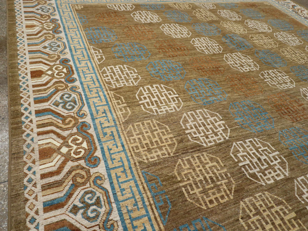 Modern East Turkestan Khotan Room Size Carpet, No.33400 - Staging