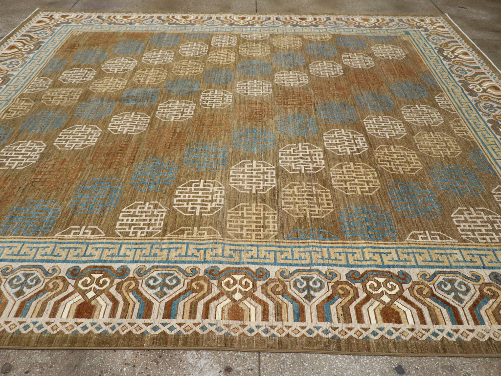 Modern East Turkestan Khotan Room Size Carpet, No.33400 - Staging