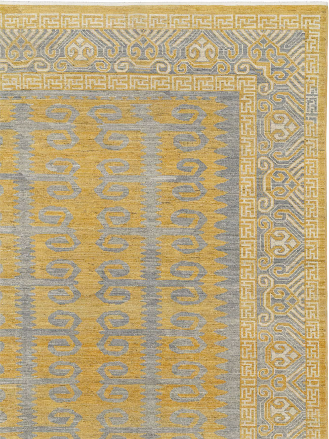 Modern East Turkestan Khotan Room Size Carpet, No.33406 - Staging