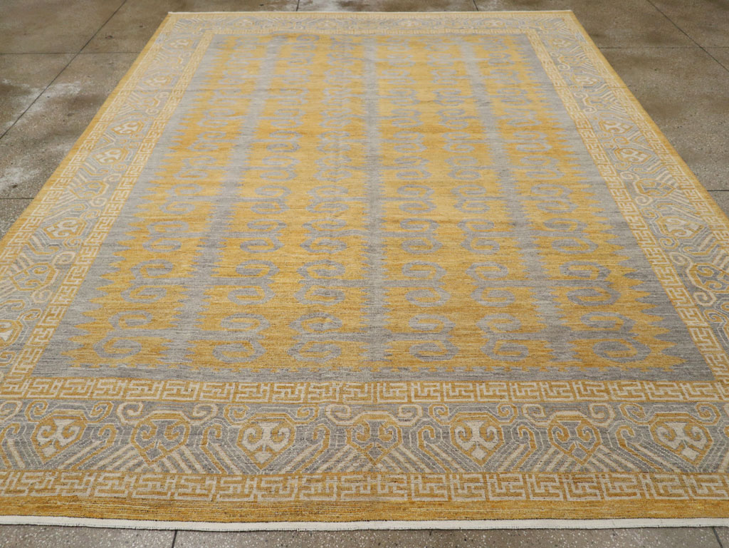 Modern East Turkestan Khotan Room Size Carpet, No.33406 - Staging