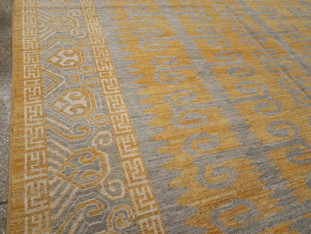 Modern East Turkestan Khotan Room Size Carpet, No.33406 - Staging