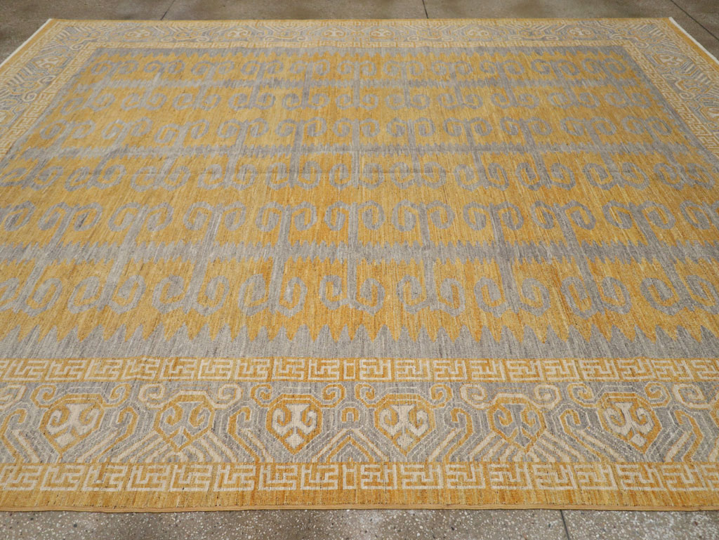 Modern East Turkestan Khotan Room Size Carpet, No.33406 - Staging