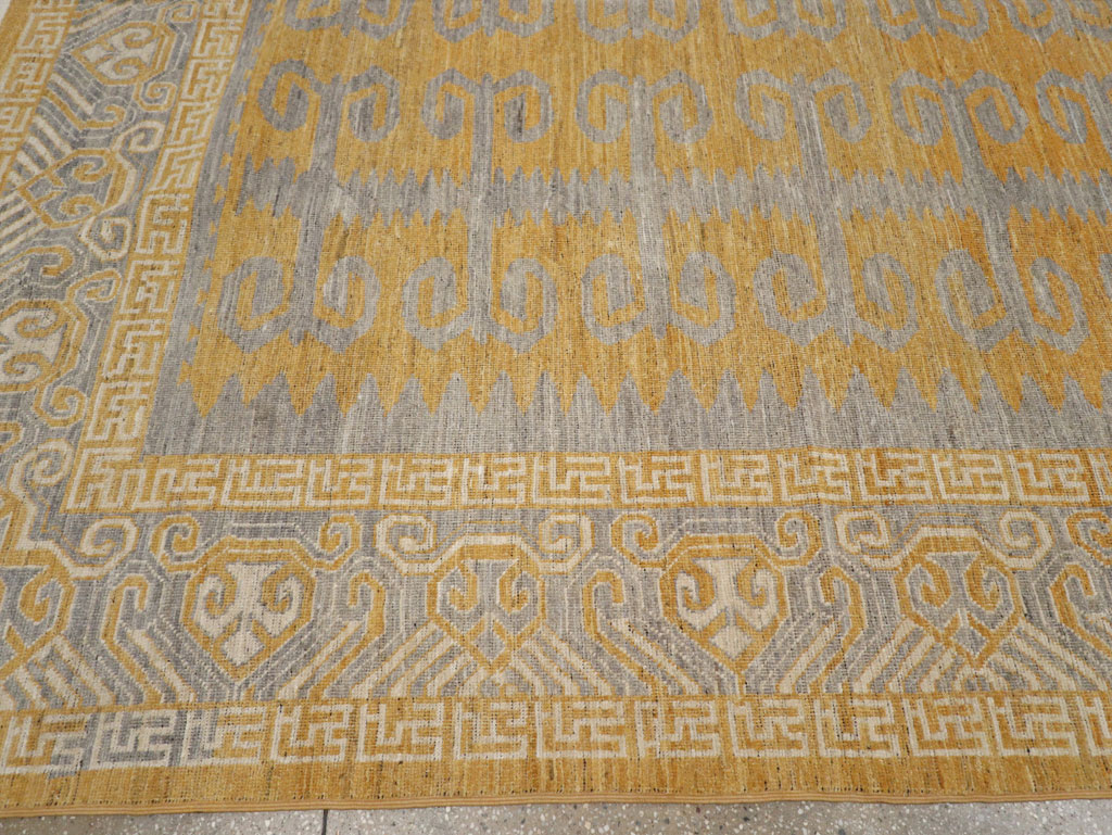 Modern East Turkestan Khotan Room Size Carpet, No.33406 - Staging