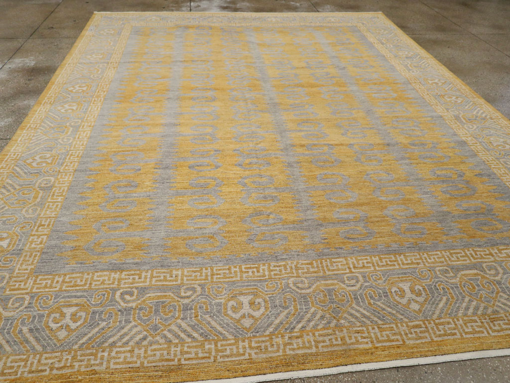 Modern East Turkestan Khotan Room Size Carpet, No.33406 - Staging