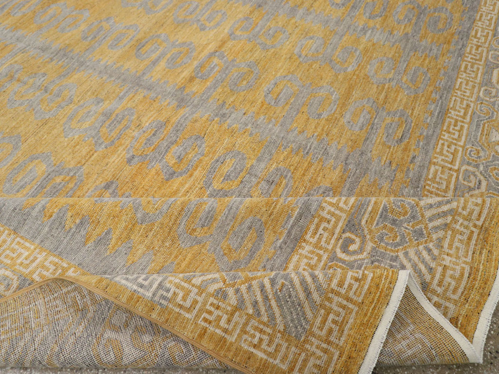 Modern East Turkestan Khotan Room Size Carpet, No.33406 - Staging