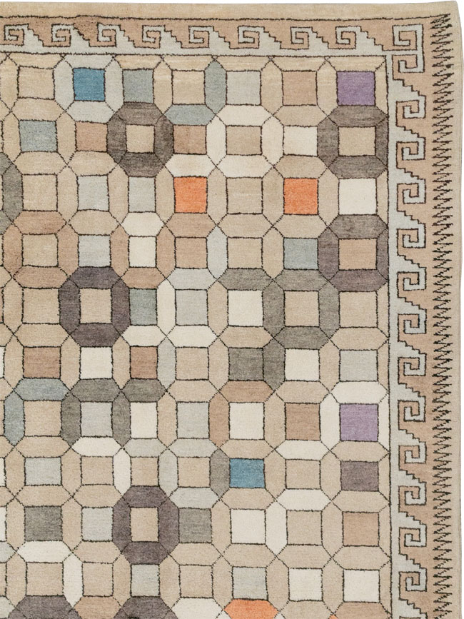 Modern East Turkestan Mongolian Room Size Carpet, No.33408 - Staging