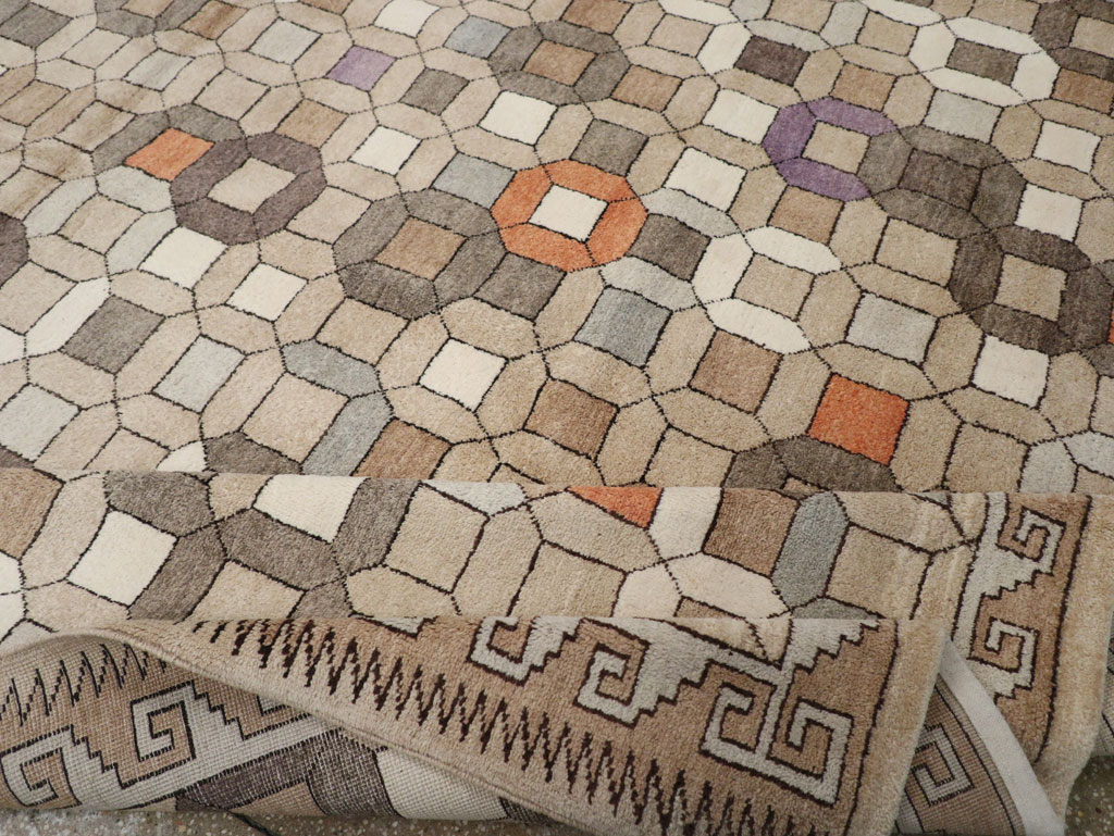 Modern East Turkestan Mongolian Room Size Carpet, No.33408 - Staging