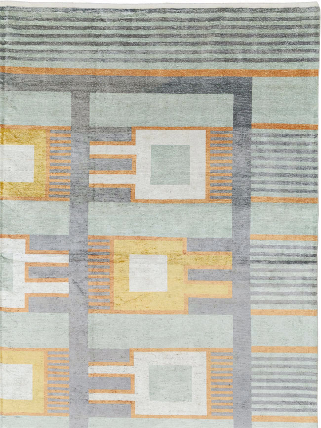 Modern East Turkestan Silk Large Room Size Carpet, No.33410 - Staging