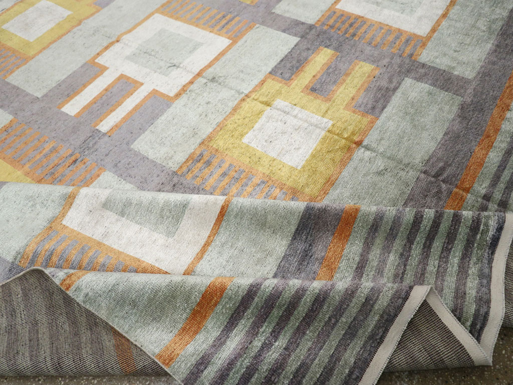 Modern East Turkestan Silk Large Room Size Carpet, No.33410 - Staging