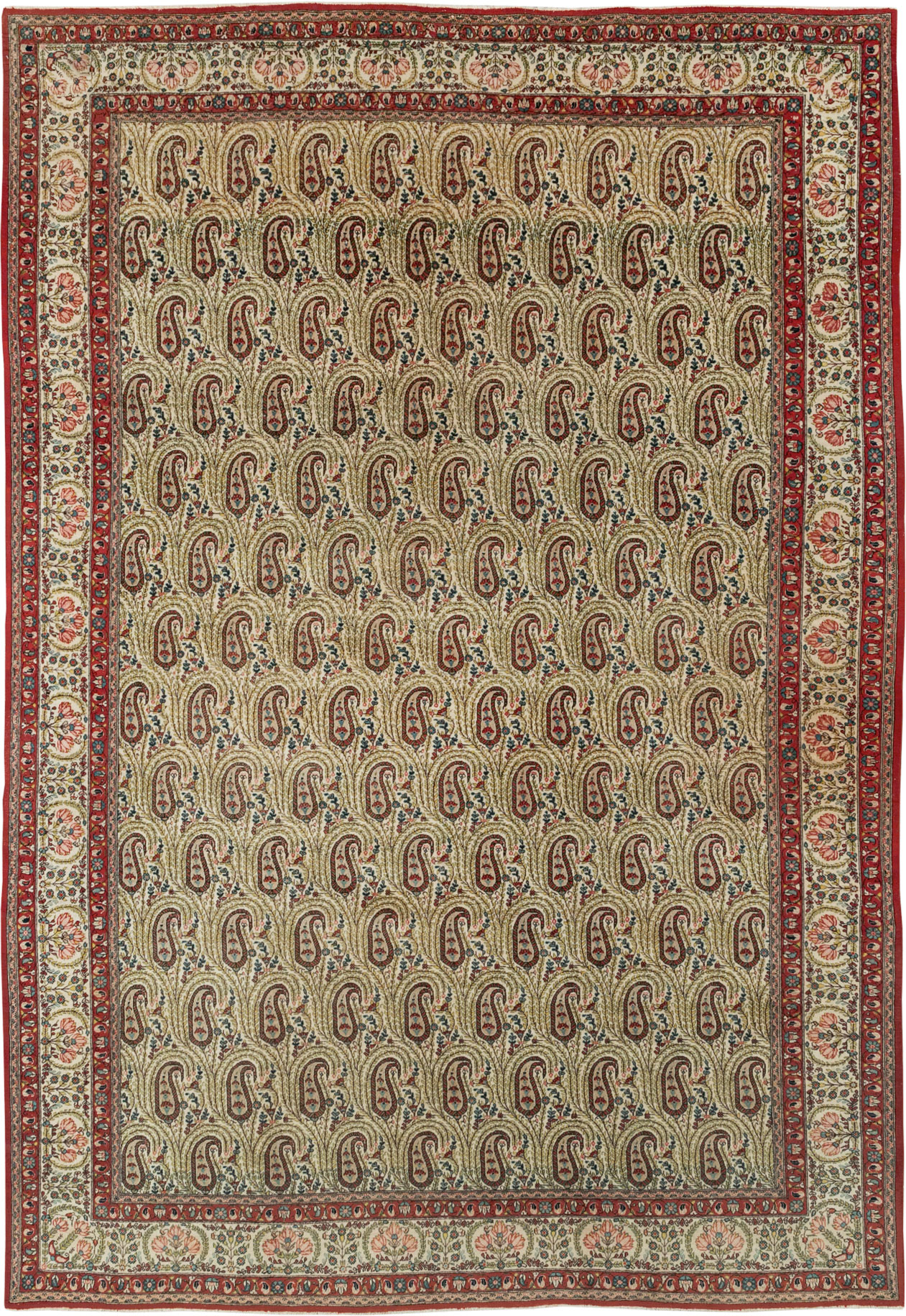 Vintage Persian Quom Room Size Carpet, No.33423 - Staging