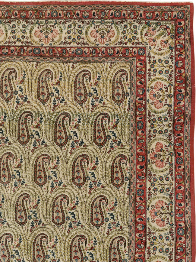 Vintage Persian Quom Room Size Carpet, No.33423 - Staging