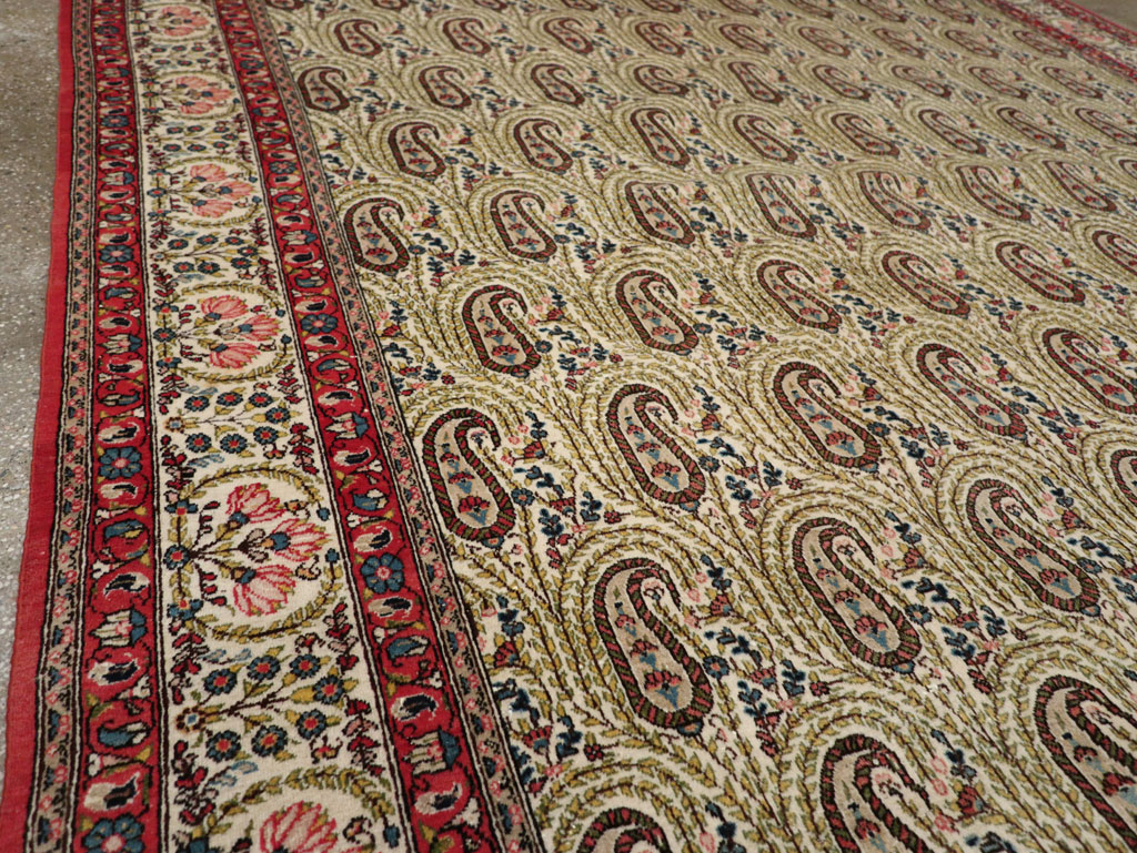 Vintage Persian Quom Room Size Carpet, No.33423 - Staging
