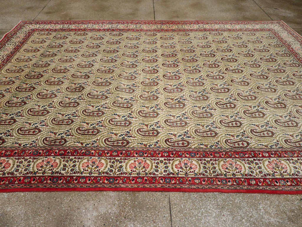 Vintage Persian Quom Room Size Carpet, No.33423 - Staging