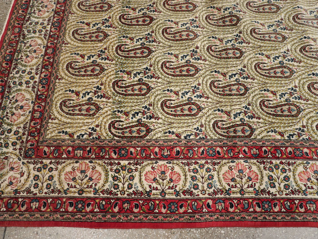 Vintage Persian Quom Room Size Carpet, No.33423 - Staging