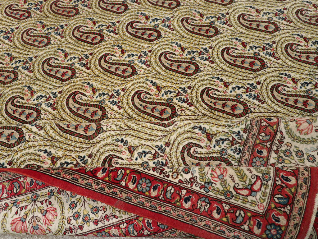 Vintage Persian Quom Room Size Carpet, No.33423 - Staging