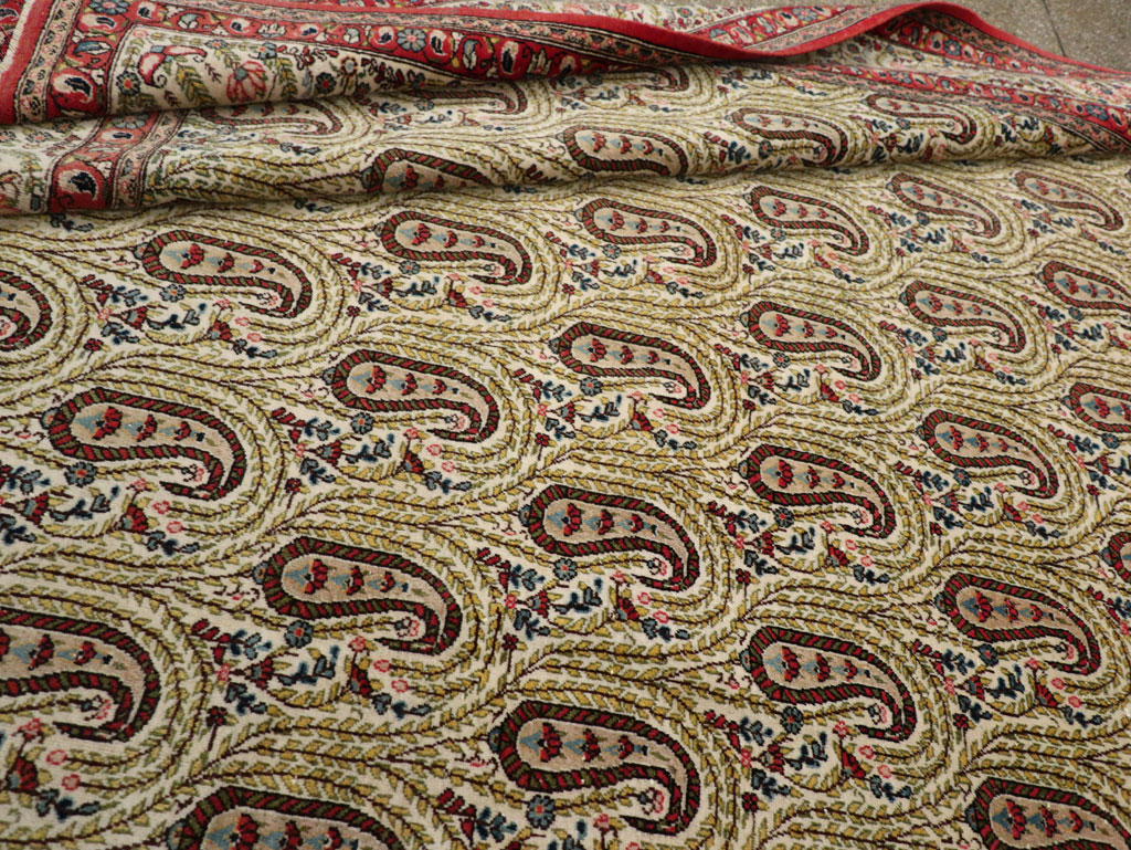 Vintage Persian Quom Room Size Carpet, No.33423 - Staging