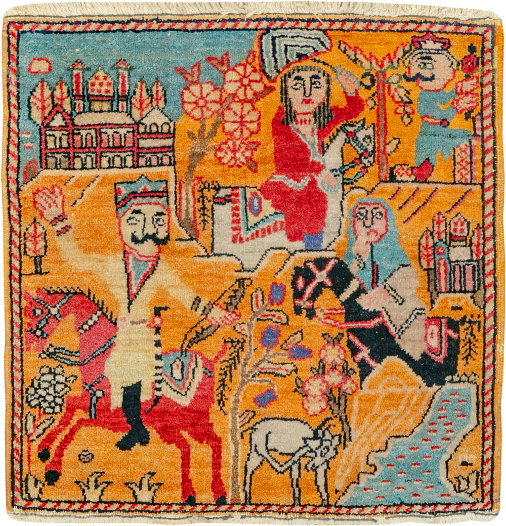 Antique Persian Tabriz Pictorial Rug, No.33425 - Staging