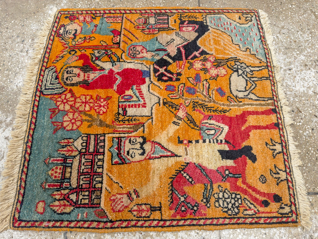 Antique Persian Tabriz Pictorial Rug, No.33425 - Staging