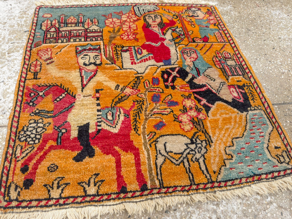 Antique Persian Tabriz Pictorial Rug, No.33425 - Staging