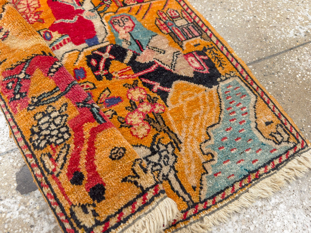 Antique Persian Tabriz Pictorial Rug, No.33425 - Staging