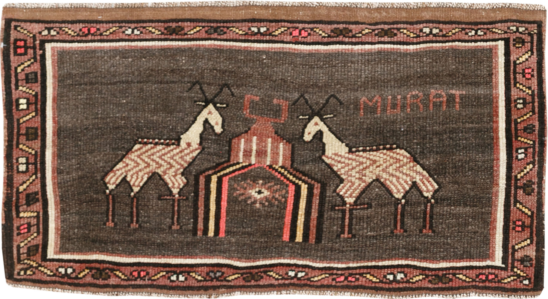 Vintage Turkish Anatolian Pictorial Rug (Pair: 1 of 2), No.33429 - Staging