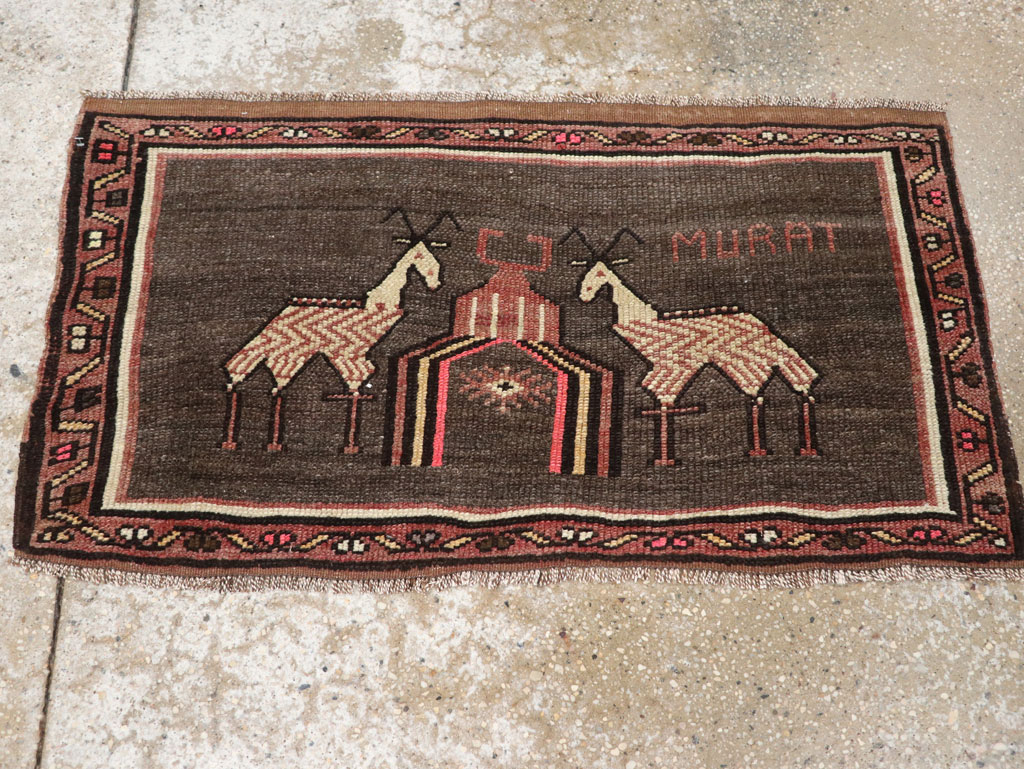 Vintage Turkish Anatolian Pictorial Rug (Pair: 1 of 2), No.33429 - Staging