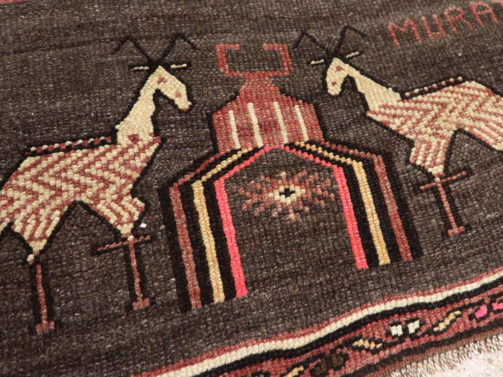 Vintage Turkish Anatolian Pictorial Rug (Pair: 1 of 2), No.33429 - Staging