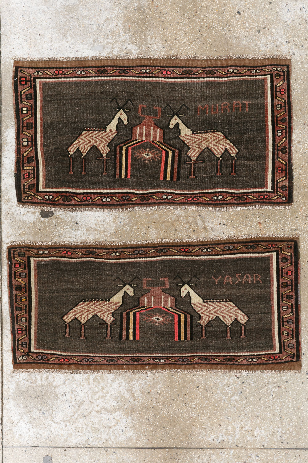 Vintage Turkish Anatolian Pictorial Rug (Pair: 1 of 2), No.33429 - Staging