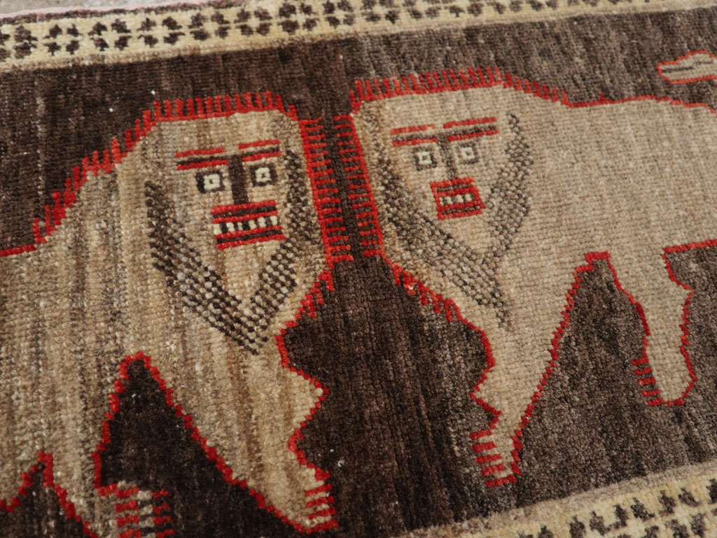 Vintage Turkish Anatolian Pictorial Rug (Pair: 1 of 2), No.33430 - Staging