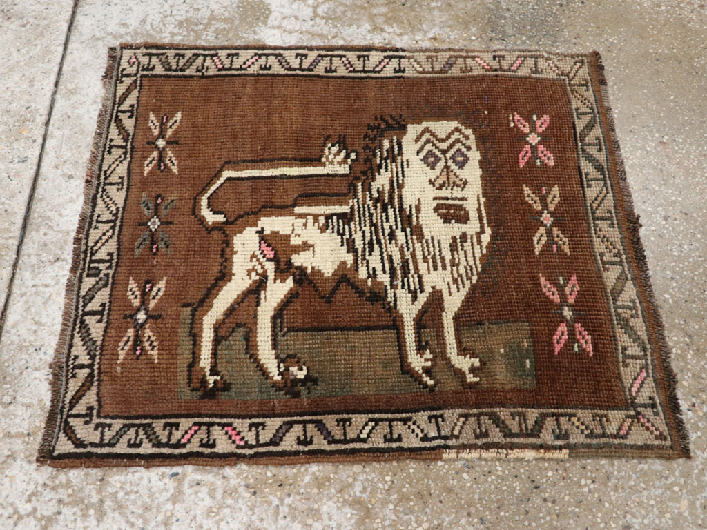 Vintage Turkish Anatolian Pictorial Rug (Pair: 2 of 2), No.33436 - Staging