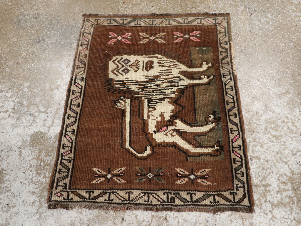 Vintage Turkish Anatolian Pictorial Rug (Pair: 2 of 2), No.33436 - Staging