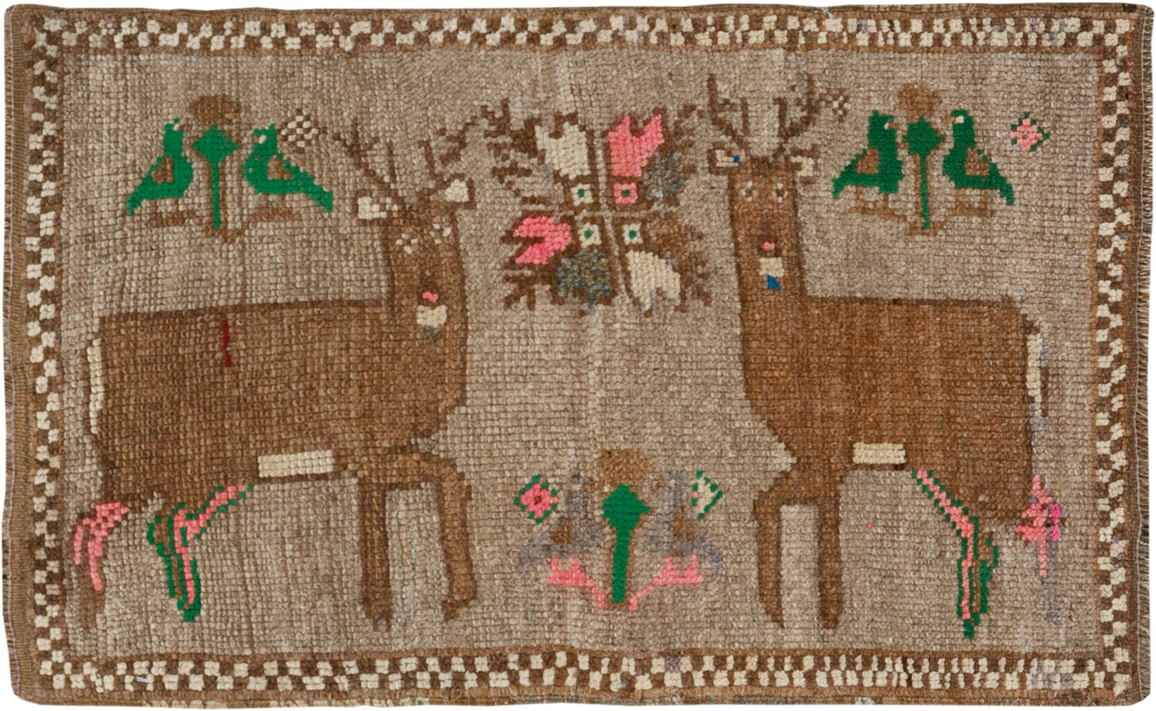 Vintage Turkish Anatolian Pictorial Rug (Pair: 2 of 2), No.33437 - Staging