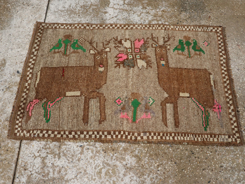 Vintage Turkish Anatolian Pictorial Rug (Pair: 2 of 2), No.33437 - Staging