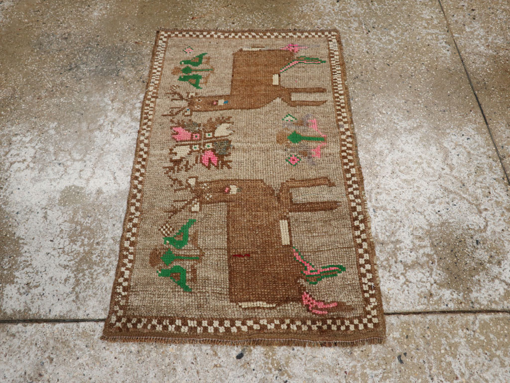 Vintage Turkish Anatolian Pictorial Rug (Pair: 2 of 2), No.33437 - Staging