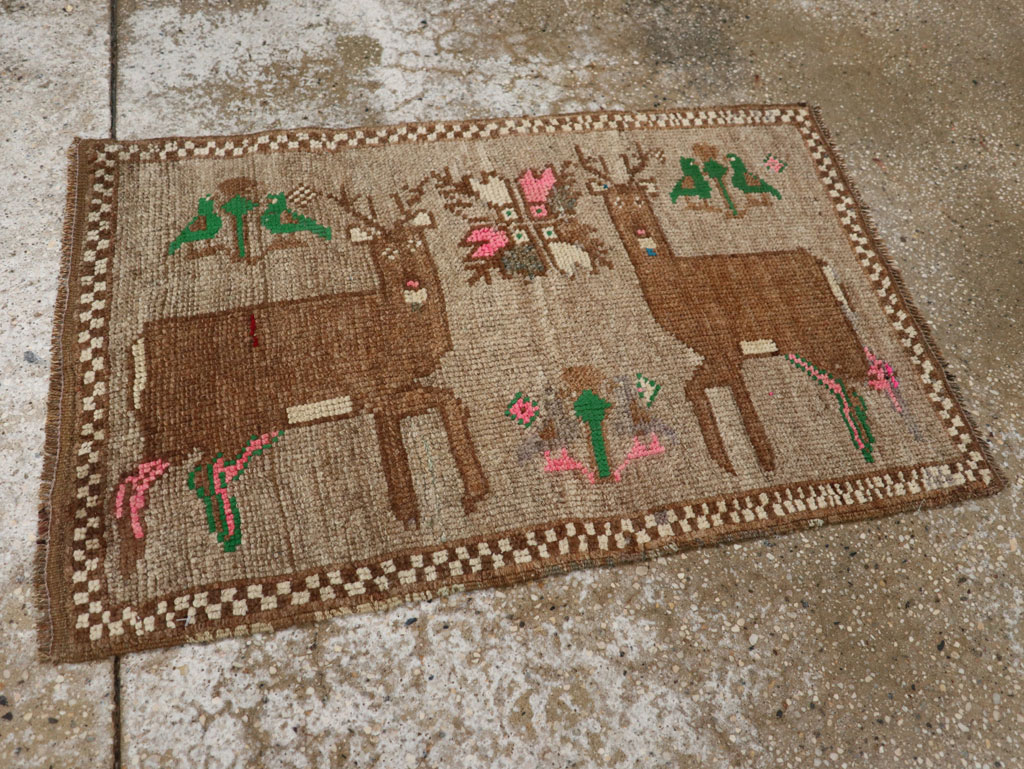 Vintage Turkish Anatolian Pictorial Rug (Pair: 2 of 2), No.33437 - Staging