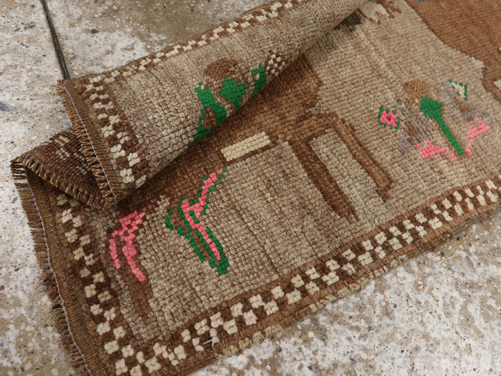 Vintage Turkish Anatolian Pictorial Rug (Pair: 2 of 2), No.33437 - Staging