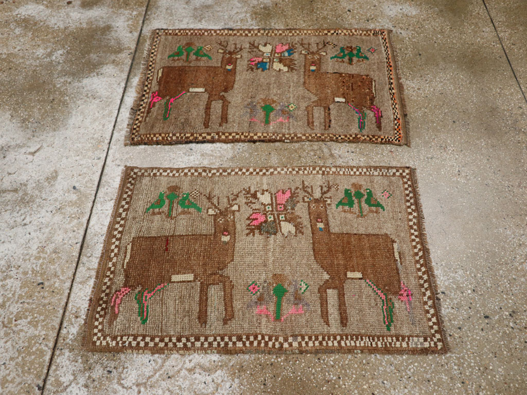 Vintage Turkish Anatolian Pictorial Rug (Pair: 2 of 2), No.33437 - Staging