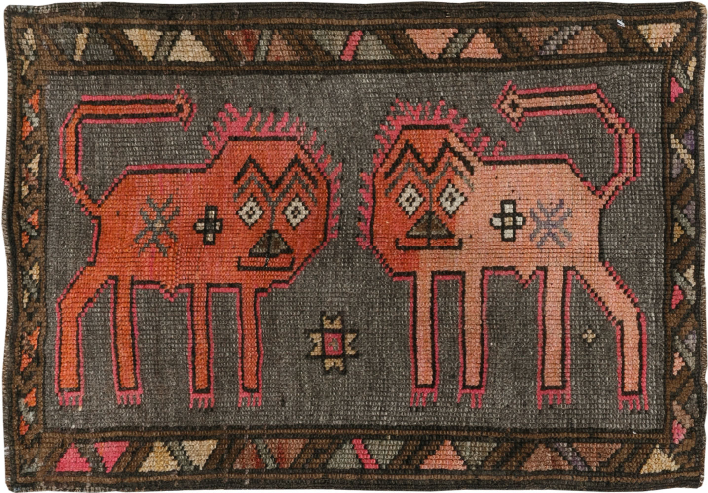 Vintage Turkish Anatolian Pictorial Rug, No.33440 - Staging